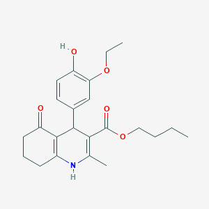 molecular formula C23H29NO5 B4945830 butyl 4-(3-ethoxy-4-hydroxyphenyl)-2-methyl-5-oxo-1,4,5,6,7,8-hexahydro-3-quinolinecarboxylate 