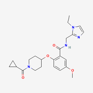 molecular formula C23H30N4O4 B4945882 2-{[1-(cyclopropylcarbonyl)-4-piperidinyl]oxy}-N-[(1-ethyl-1H-imidazol-2-yl)methyl]-5-methoxybenzamide 