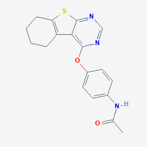 molecular formula C18H17N3O2S B494589 N-[4-(5,6,7,8-tetrahydro[1]benzothieno[2,3-d]pyrimidin-4-yloxy)phenyl]acetamide 