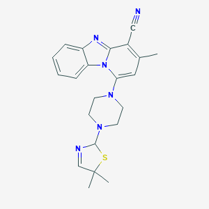 molecular formula C22H24N6S B494591 1-[4-(5,5-Dimethyl-2,5-dihydro-1,3-thiazol-2-yl)-1-piperazinyl]-3-methylpyrido[1,2-a]benzimidazole-4-carbonitrile 