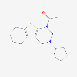 molecular formula C17H24N2OS B494592 1-Acetyl-3-cyclopentyl-1,2,3,4,5,6,7,8-octahydro[1]benzothieno[2,3-d]pyrimidine 