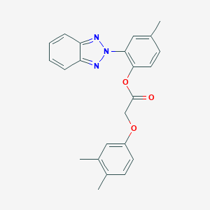 molecular formula C23H21N3O3 B494595 (3,4-Dimethyl-phenoxy)-acetic acid 2-benzotriazol-2-yl-4-methyl-phenyl ester 