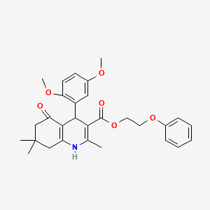 molecular formula C29H33NO6 B4945984 2-phenoxyethyl 4-(2,5-dimethoxyphenyl)-2,7,7-trimethyl-5-oxo-1,4,5,6,7,8-hexahydro-3-quinolinecarboxylate 