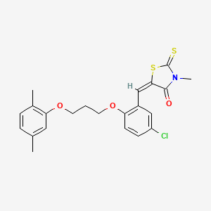 molecular formula C22H22ClNO3S2 B4945988 5-{5-chloro-2-[3-(2,5-dimethylphenoxy)propoxy]benzylidene}-3-methyl-2-thioxo-1,3-thiazolidin-4-one 