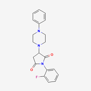 molecular formula C20H20FN3O2 B4946027 1-(2-fluorophenyl)-3-(4-phenyl-1-piperazinyl)-2,5-pyrrolidinedione 