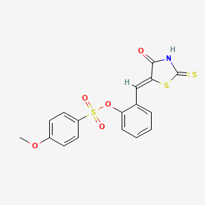 molecular formula C17H13NO5S3 B4946073 2-[(4-oxo-2-thioxo-1,3-thiazolidin-5-ylidene)methyl]phenyl 4-methoxybenzenesulfonate 