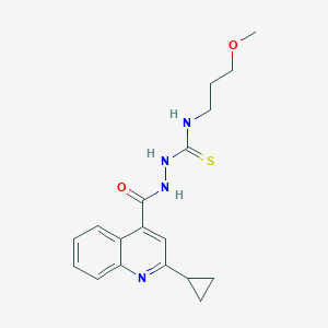 molecular formula C18H22N4O2S B4946098 2-[(2-cyclopropyl-4-quinolinyl)carbonyl]-N-(3-methoxypropyl)hydrazinecarbothioamide 