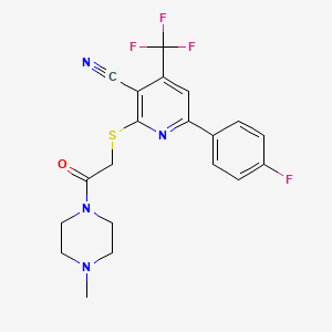 6-(4-fluorophenyl)-2-{[2-(4-methyl-1-piperazinyl)-2-oxoethyl]thio}-4-(trifluoromethyl)nicotinonitrile