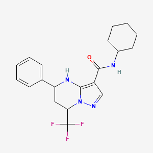 molecular formula C20H23F3N4O B4946164 N-cyclohexyl-5-phenyl-7-(trifluoromethyl)-4,5,6,7-tetrahydropyrazolo[1,5-a]pyrimidine-3-carboxamide 