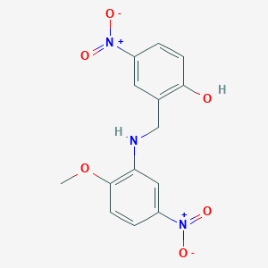 molecular formula C14H13N3O6 B494623 4-Nitro-2-({5-nitro-2-methoxyanilino}methyl)phenol 