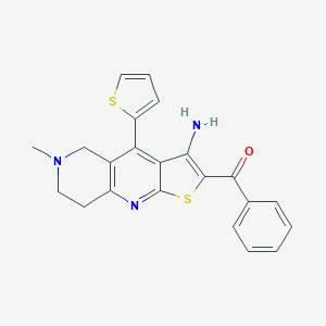 molecular formula C22H19N3OS2 B494632 (3-amino-6-methyl-4-thiophen-2-yl-7,8-dihydro-5H-thieno[2,3-b][1,6]naphthyridin-2-yl)-phenylmethanone CAS No. 340813-70-9