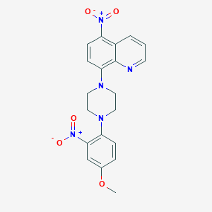 molecular formula C20H19N5O5 B4946331 8-[4-(4-methoxy-2-nitrophenyl)-1-piperazinyl]-5-nitroquinoline 