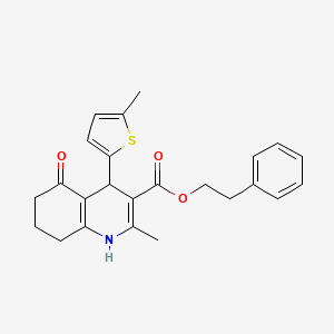 molecular formula C24H25NO3S B4946346 2-Phenylethyl 2-methyl-4-(5-methylthiophen-2-yl)-5-oxo-1,4,5,6,7,8-hexahydroquinoline-3-carboxylate 