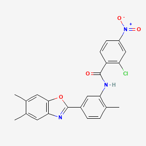 2-chloro-N-[5-(5,6-dimethyl-1,3-benzoxazol-2-yl)-2-methylphenyl]-4-nitrobenzamide