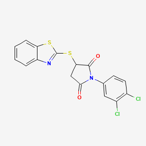 molecular formula C17H10Cl2N2O2S2 B4946424 3-(1,3-benzothiazol-2-ylthio)-1-(3,4-dichlorophenyl)-2,5-pyrrolidinedione 