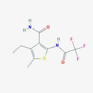 molecular formula C10H11F3N2O2S B494643 4-Ethyl-5-methyl-2-[(trifluoroacetyl)amino]-3-thiophenecarboxamide 