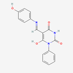 molecular formula C17H13N3O4 B4946458 5-{[(4-hydroxyphenyl)amino]methylene}-1-phenyl-2,4,6(1H,3H,5H)-pyrimidinetrione 