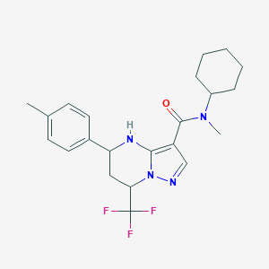 molecular formula C22H27F3N4O B494648 N-cyclohexyl-N-methyl-5-(4-methylphenyl)-7-(trifluoromethyl)-4,5,6,7-tetrahydropyrazolo[1,5-a]pyrimidine-3-carboxamide 