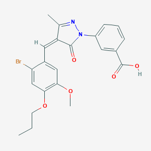 molecular formula C22H21BrN2O5 B494651 3-[4-(2-bromo-5-methoxy-4-propoxybenzylidene)-3-methyl-5-oxo-4,5-dihydro-1H-pyrazol-1-yl]benzoic acid 