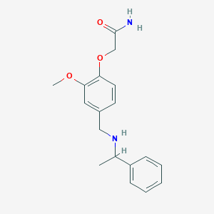 molecular formula C18H22N2O3 B494656 2-(2-Methoxy-4-{[(1-phenylethyl)amino]methyl}phenoxy)acetamide 