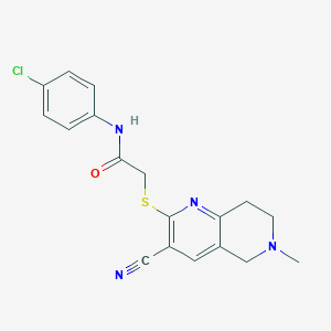 molecular formula C18H17ClN4OS B494659 N-(4-chlorophenyl)-2-[(3-cyano-6-methyl-7,8-dihydro-5H-1,6-naphthyridin-2-yl)sulfanyl]acetamide CAS No. 371128-14-2