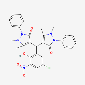 molecular formula C29H26ClN5O5 B4946643 4,4'-[(5-chloro-2-hydroxy-3-nitrophenyl)methylene]bis(1,5-dimethyl-2-phenyl-1,2-dihydro-3H-pyrazol-3-one) 