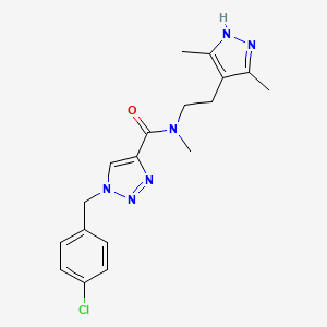 molecular formula C18H21ClN6O B4946715 1-(4-chlorobenzyl)-N-[2-(3,5-dimethyl-1H-pyrazol-4-yl)ethyl]-N-methyl-1H-1,2,3-triazole-4-carboxamide 