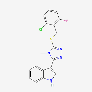 molecular formula C18H14ClFN4S B4946737 3-(5-{[(2-CHLORO-6-FLUOROPHENYL)METHYL]SULFANYL}-4-METHYL-4H-1,2,4-TRIAZOL-3-YL)-1H-INDOLE 