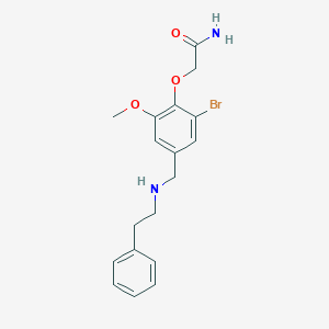 molecular formula C18H21BrN2O3 B494678 2-(2-Bromo-6-methoxy-4-{[(2-phenylethyl)amino]methyl}phenoxy)acetamide 