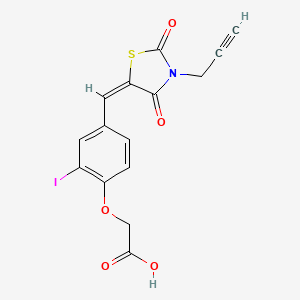 molecular formula C15H10INO5S B4946793 (4-{[2,4-dioxo-3-(2-propyn-1-yl)-1,3-thiazolidin-5-ylidene]methyl}-2-iodophenoxy)acetic acid 