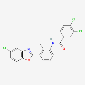 molecular formula C21H13Cl3N2O2 B4946806 3,4-dichloro-N-[3-(5-chloro-1,3-benzoxazol-2-yl)-2-methylphenyl]benzamide 