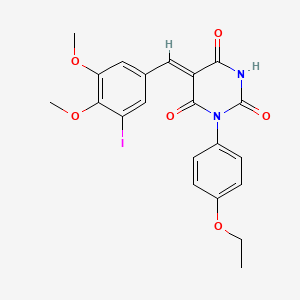 molecular formula C21H19IN2O6 B4946809 (5Z)-1-(4-ethoxyphenyl)-5-[(3-iodo-4,5-dimethoxyphenyl)methylidene]-1,3-diazinane-2,4,6-trione 