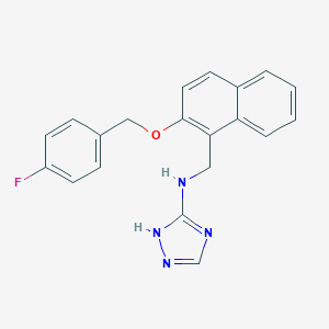 molecular formula C20H17FN4O B494683 N-({2-[(4-fluorobenzyl)oxy]naphthalen-1-yl}methyl)-1H-1,2,4-triazol-3-amine 