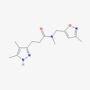 molecular formula C14H20N4O2 B4946875 3-(3,4-dimethyl-1H-pyrazol-5-yl)-N-methyl-N-[(3-methyl-5-isoxazolyl)methyl]propanamide trifluoroacetate 