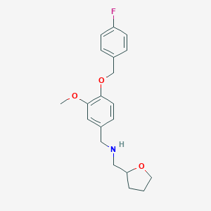 molecular formula C20H24FNO3 B494698 1-{4-[(4-fluorobenzyl)oxy]-3-methoxyphenyl}-N-(tetrahydrofuran-2-ylmethyl)methanamine 