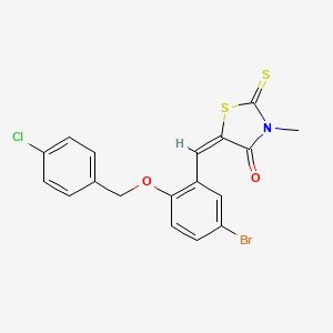 molecular formula C18H13BrClNO2S2 B4946991 5-{5-bromo-2-[(4-chlorobenzyl)oxy]benzylidene}-3-methyl-2-thioxo-1,3-thiazolidin-4-one 