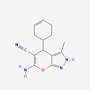 6-amino-4-(3-cyclohexen-1-yl)-3-methyl-1,4-dihydropyrano[2,3-c]pyrazole-5-carbonitrile