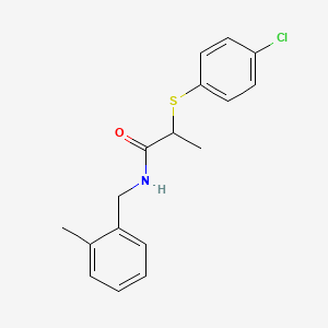 molecular formula C17H18ClNOS B4947088 2-[(4-chlorophenyl)thio]-N-(2-methylbenzyl)propanamide 