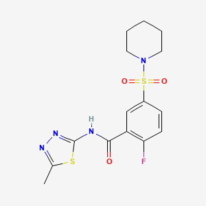 2-fluoro-N-(5-methyl-1,3,4-thiadiazol-2-yl)-5-(1-piperidinylsulfonyl)benzamide