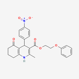 molecular formula C25H24N2O6 B4947123 2-phenoxyethyl 2-methyl-4-(4-nitrophenyl)-5-oxo-1,4,5,6,7,8-hexahydro-3-quinolinecarboxylate 