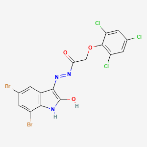 N'-(5,7-dibromo-2-oxo-1,2-dihydro-3H-indol-3-ylidene)-2-(2,4,6-trichlorophenoxy)acetohydrazide