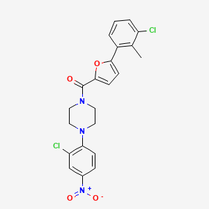 1-[5-(3-CHLORO-2-METHYLPHENYL)FURAN-2-CARBONYL]-4-(2-CHLORO-4-NITROPHENYL)PIPERAZINE