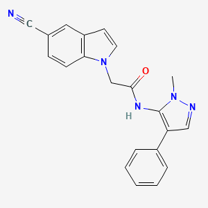 molecular formula C21H17N5O B4947210 2-(5-cyano-1H-indol-1-yl)-N-(1-methyl-4-phenyl-1H-pyrazol-5-yl)acetamide 