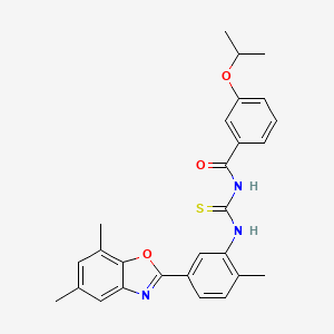 N-{[5-(5,7-dimethyl-1,3-benzoxazol-2-yl)-2-methylphenyl]carbamothioyl}-3-(propan-2-yloxy)benzamide