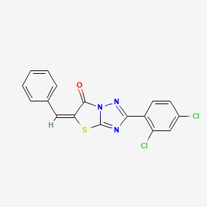 molecular formula C17H9Cl2N3OS B4947325 (5E)-5-benzylidene-2-(2,4-dichlorophenyl)[1,3]thiazolo[3,2-b][1,2,4]triazol-6(5H)-one 