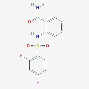 molecular formula C13H10F2N2O3S B4947355 2-{[(2,4-difluorophenyl)sulfonyl]amino}benzamide 