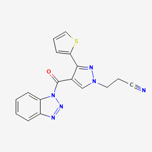 3-[4-(Benzotriazole-1-carbonyl)-3-thiophen-2-ylpyrazol-1-yl]propanenitrile