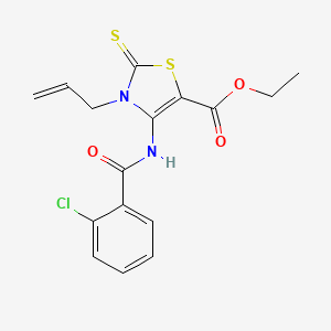 molecular formula C16H15ClN2O3S2 B4947428 ethyl 3-allyl-4-[(2-chlorobenzoyl)amino]-2-thioxo-2,3-dihydro-1,3-thiazole-5-carboxylate 