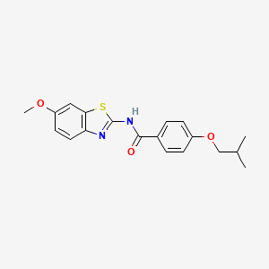 molecular formula C19H20N2O3S B4947471 N-(6-methoxy-1,3-benzothiazol-2-yl)-4-(2-methylpropoxy)benzamide 