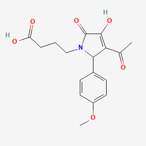 molecular formula C17H19NO6 B4947519 4-[3-acetyl-4-hydroxy-2-(4-methoxyphenyl)-5-oxo-2,5-dihydro-1H-pyrrol-1-yl]butanoic acid 